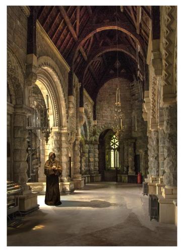 Glasgow Church With Monk